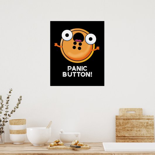 Panic Button Funny Sewing Puff Dark BG Poster (Küche)