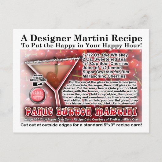 Panic Button Martini Rezept Postkarte (Vorderseite)