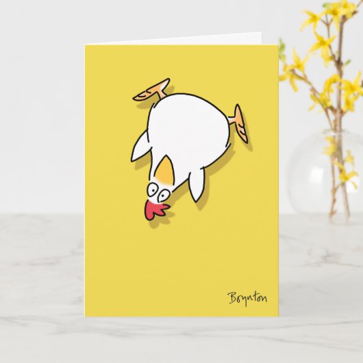 Panic Chicken von Sandra Boynton Karte (Gelbe Blume)