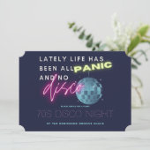 Panic No Disco 70er Party Ticket Einladung (Stehend Vorderseite)