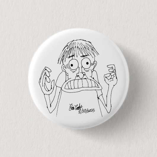 panicky cartoon character button (Vorderseite)