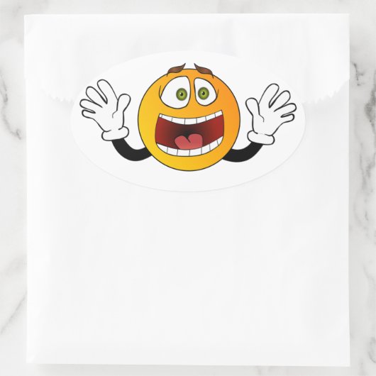 Panik Emoji Ovaler Aufkleber (Tasche)