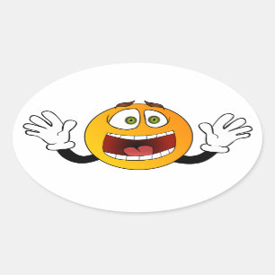 Panik Emoji Ovaler Aufkleber