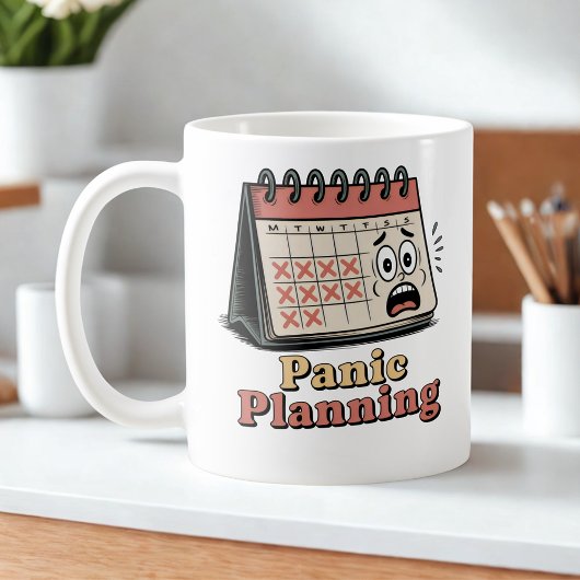 Panik-Planung | Burnout-Kultur-Humor Kaffeetasse