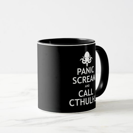 Panik-Schrei und Anruf Cthulhu Tasse (VorderseiteRechts)