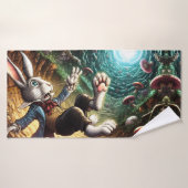 Panikhase, die das Kaninchenloch herunter fällt Badehandtuch (Badehandtuch)