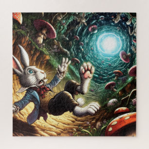 Panikhase, die das Kaninchenloch herunter fällt Puzzle