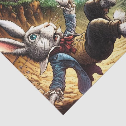 Panikhase, die das Kaninchenloch herunter fällt Seidenpapier (Ausschnitt)