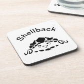 Panikschildkröte versteckt sich in seiner Muschel Getränkeuntersetzer (Linke Seite)