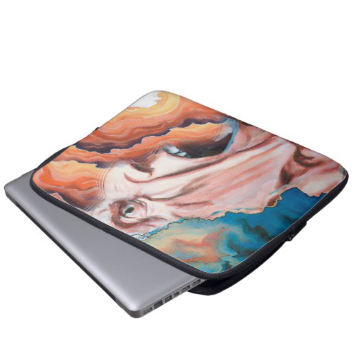 Panikwellen Ölmalerei Laptopschutzhülle (Vorne Knopf)