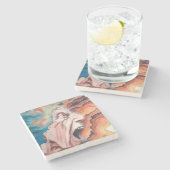 Panikwellen Ölmalerei Steinuntersetzer (Seitenansicht)