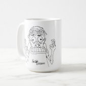 panische Cartoonfigur Kaffeetasse (Vorderseite Links)