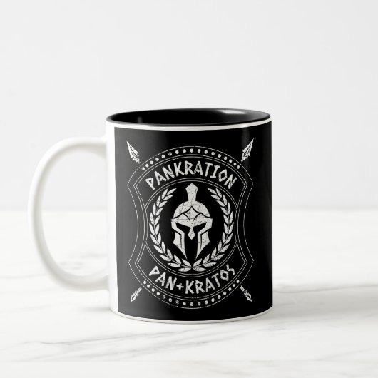 Pankration Pan Kratos Spartan Shield Zweifarbige Tasse (Links)