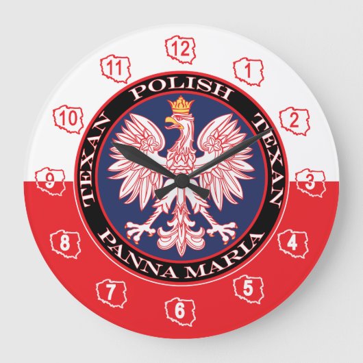 Panna Maria Round Polish Texan Große Wanduhr (Vorderseite)