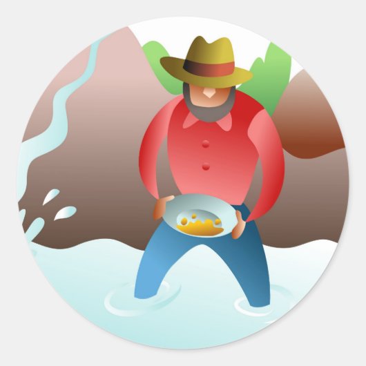 Panning für Gold Runder Aufkleber (Vorderseite)