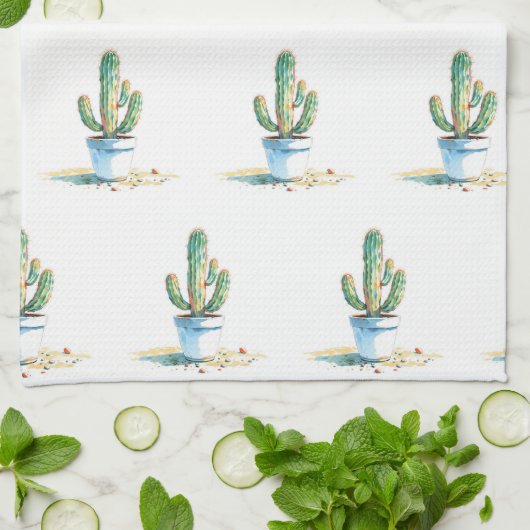 Paño de cocina cactus acuarelas geschirrtuch (Gefaltet)
