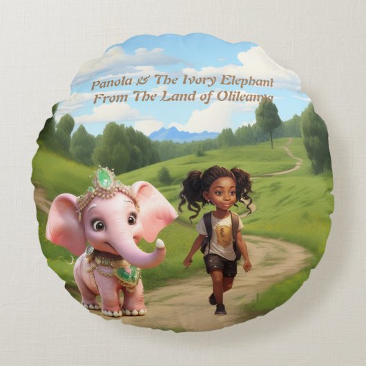 Panola, Dad & Ivory Elephant Keepsake Round Pillow Rundes Kissen (Vorderseite)