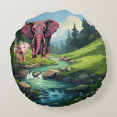 Panola & Ivory Elephant Friendship Pillow – Olilea Rundes Kissen (Rückseite)