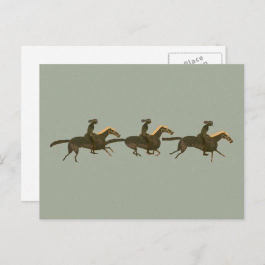 Panopy - Alte griechische Vase Kunstpferde & Reite Postkarte (Vorne/Hinten)