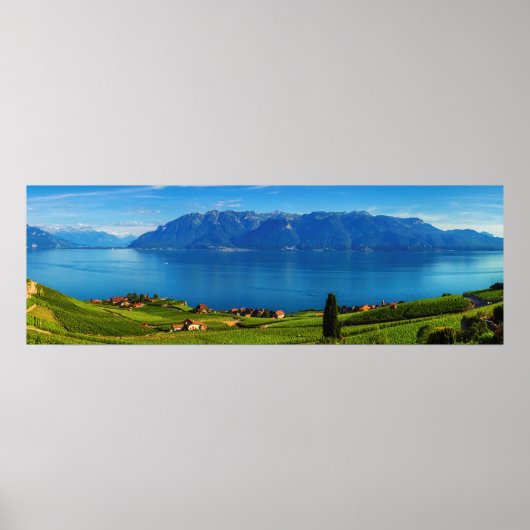 Panorama auf Lavaux Region, Waadt, Schweiz Poster (Vorne)