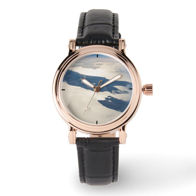 Panorama aus dem Weltraum Highlight Koch Straße Armbanduhr (Vorderseite)