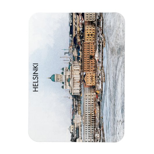 Panorama-Aussicht auf Helsinki Magnet (Vertikal)