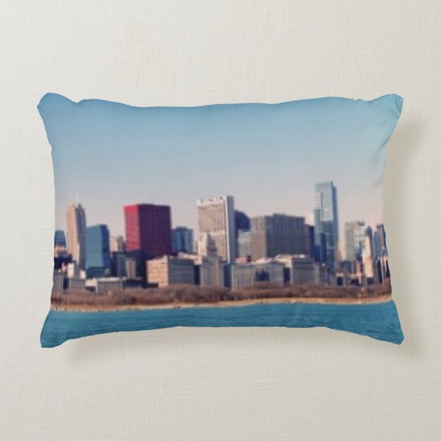 Panorama der Chicago-Skyline Dekokissen (Vorderseite)