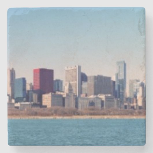 Panorama der Chicago-Skyline Steinuntersetzer (Vorderseite)