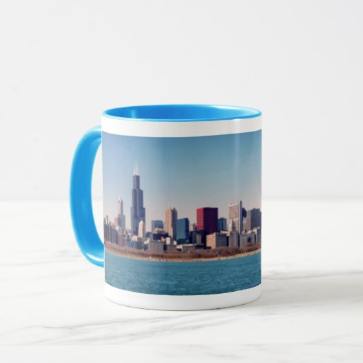 Panorama der Chicago-Skyline Tasse (Vorderseite Links)