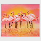 Panorama der rosa Flamingos auf einem hellrosa Rüc Geschenkpapier (Flach)