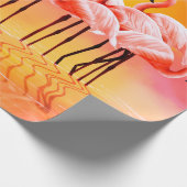 Panorama der rosa Flamingos auf einem hellrosa Rüc Geschenkpapier (Ecke)