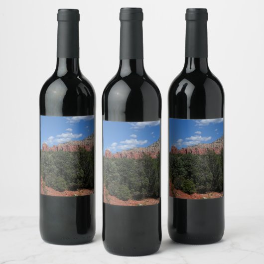 Panorama der Roten Felsen in Sedona Arizona Weinetikett (Flaschen)