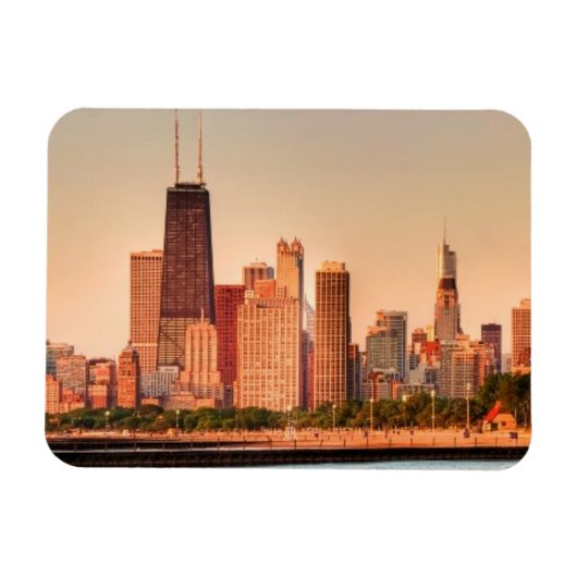 Panorama der Skyline von Chicago bei Sonnenaufgang Magnet (Horizontal)