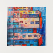 Panorama der Straße mit bunten Zuhause. Eindruck Wandteppich (Vorderseite (Horizontal))