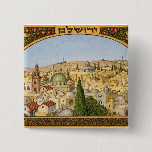 Panorama des alten Jerusalem Button (Vorderseite)