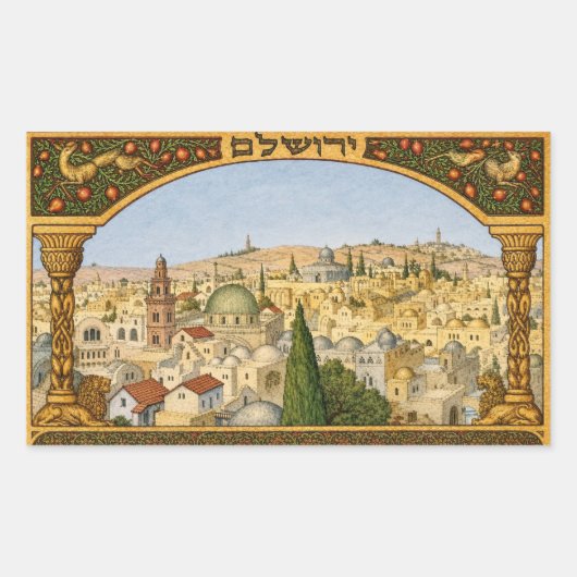 Panorama des alten Jerusalem Rechteckiger Aufkleber (Vorderseite)