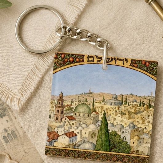 Panorama des alten Jerusalem Schlüsselanhänger