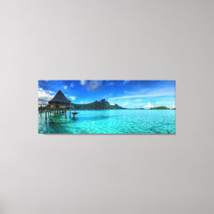 Panorama eines Bungalows in Bora-Bora Leinwanddruck