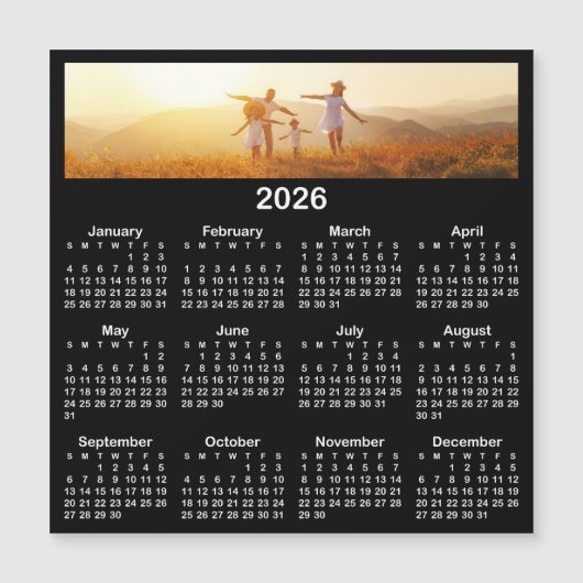 Panorama-Foto Schwarz-weiß 2026 Magnetkalender Magnetkarte (Vorderseite)