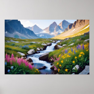 Panorama Landschaft Wiesen Tal Ruhe Natur Poster