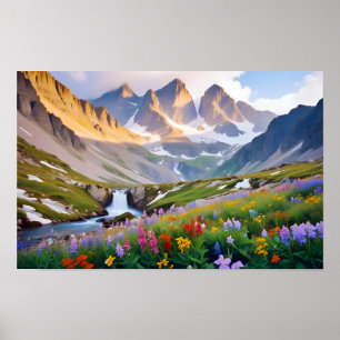 Panorama Landschaft Wiesen Tal Ruhe Natur Poster