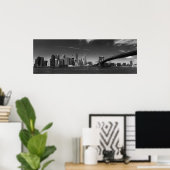 Panorama Schwarz-weiß Brooklyn Bridge New York Poster (Heimbüro)