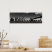Panorama Schwarz-weiß Brooklyn Bridge New York Poster (Küche)