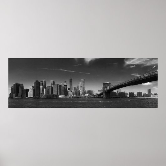 Panorama Schwarz-weiß Brooklyn Bridge New York Poster (Vorne)