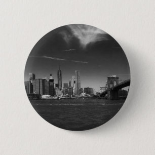 Panorama-Schwarz-weiß Brooklyn Button