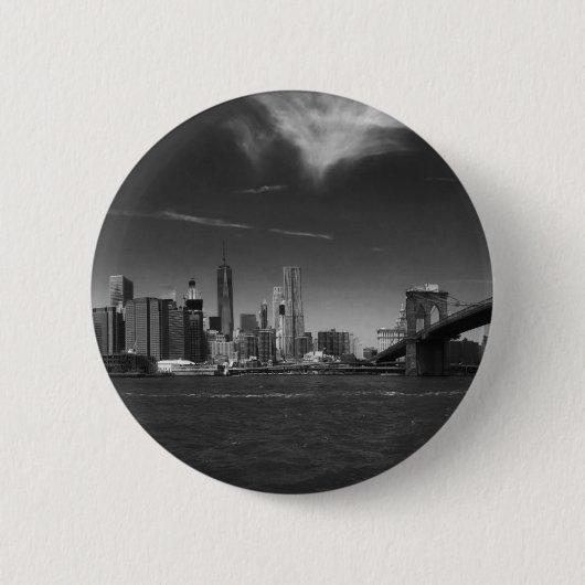 Panorama-Schwarz-weiß Brooklyn Button (Vorderseite)