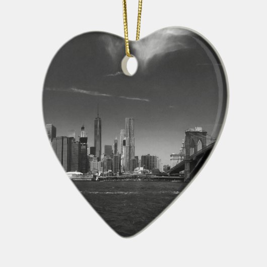 Panorama-Schwarz-weiß Brooklyn Keramik Ornament (Links)