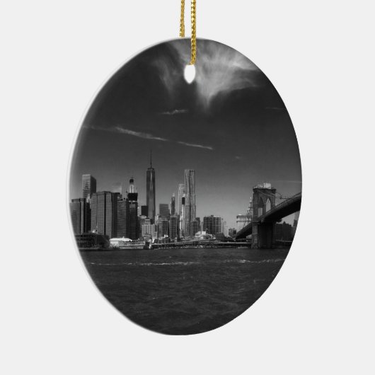 Panorama-Schwarz-weiß Brooklyn Keramik Ornament (Rechts)