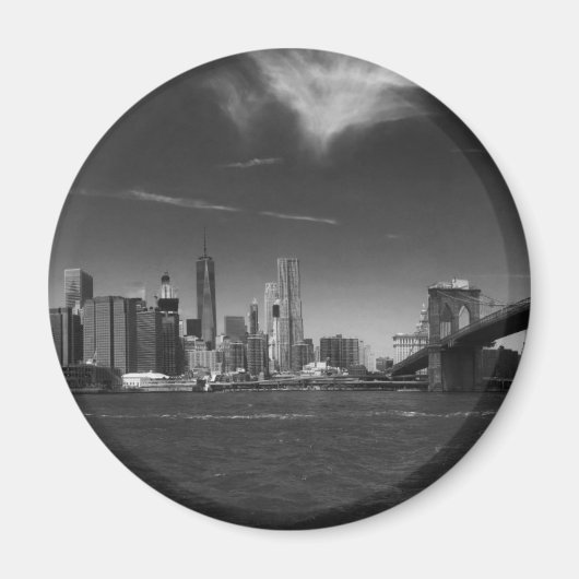 Panorama-Schwarz-weiß Brooklyn Magnet (Vorne)