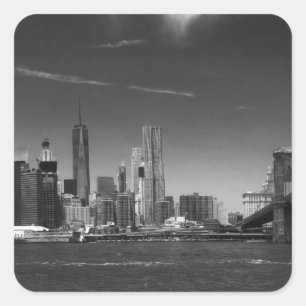 Panorama-Schwarz-weiß Brooklyn Quadratischer Aufkleber